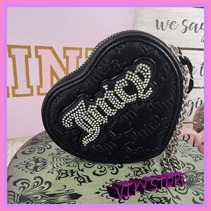 💖 NWT Juicy Couture Coin Purse Black Sparkle Logo Interior #7219 💖